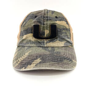 Top of the World Miami Canes Distressed Camoflauge Mesh Trucker Snapback Cap